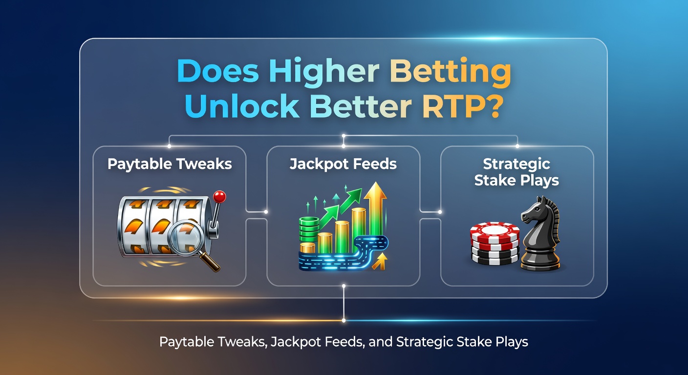 Slot machine display showing varying bet levels and payout tables side by side, highlighting RTP differences