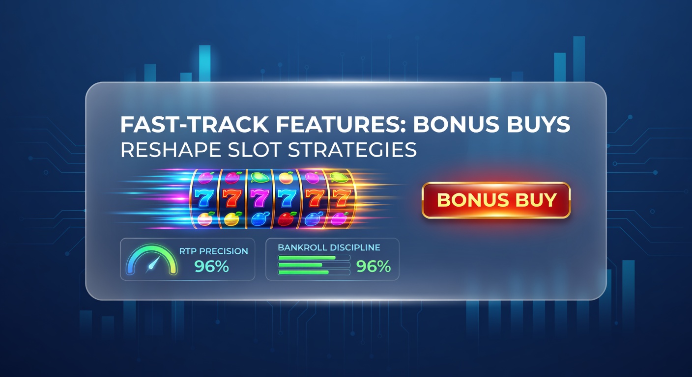 Vibrant slot machine screen displaying a bonus buy option with glowing feature buttons and jackpot counters
