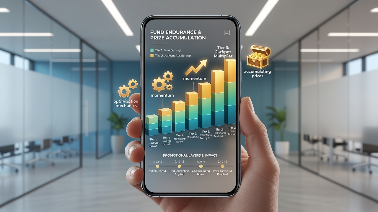 Illustration of progressive jackpot growth alongside promotional credit overlays on a mobile screen