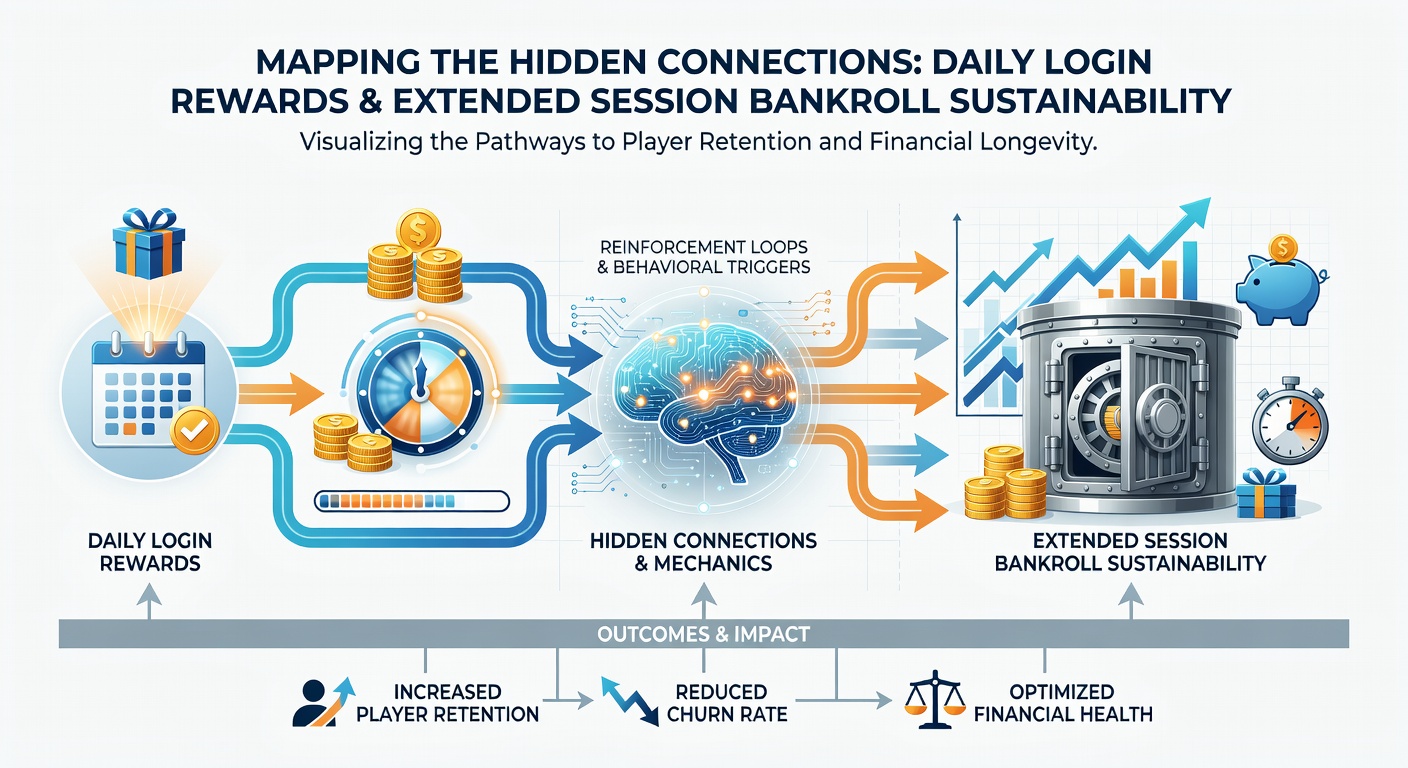 Analytics dashboard displaying bankroll trends alongside daily login reward claims and session length metrics
