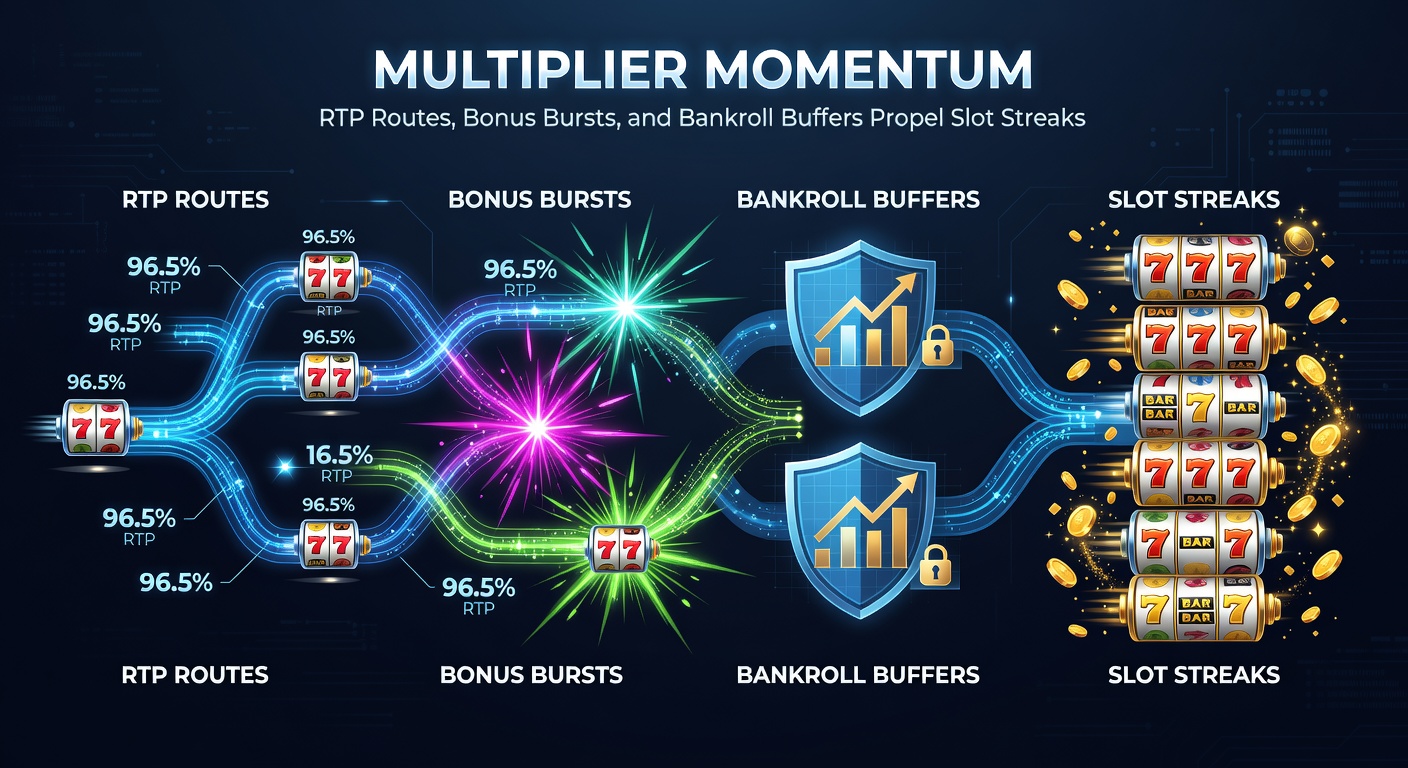 Dynamic slot screen capturing a bonus burst with stacked multipliers and glowing RTP indicators, showcasing streak-extending action