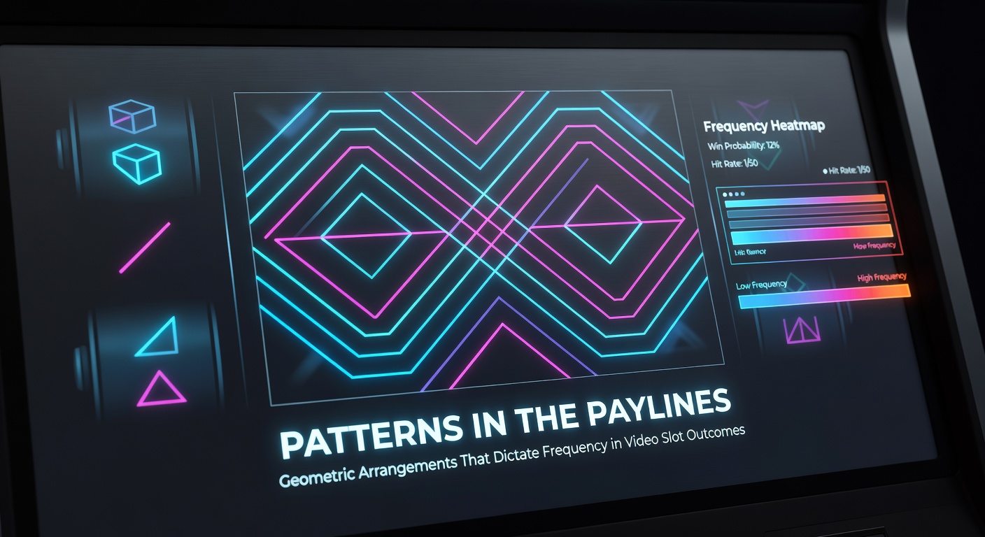 Close-up view of a slot machine screen highlighting active paylines in multiple geometric shapes during a winning spin
