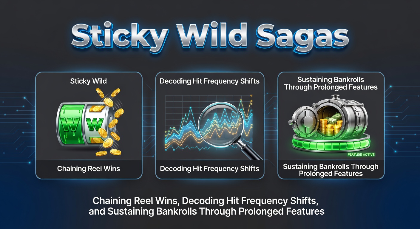 Vibrant slot reels showcasing sticky wild symbols locking in place during a bonus feature, with cascading wins building across multiple spins