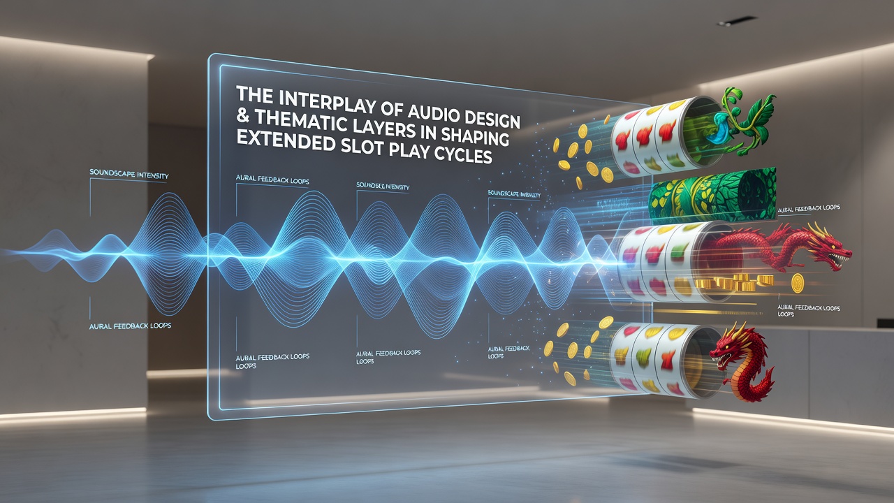 Close-up of thematic slot symbols with overlaid audio waveform visualization
