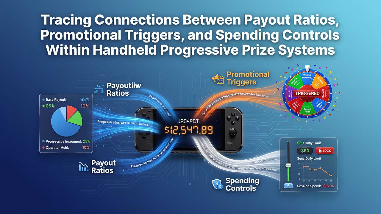 Diagram showing payout ratios and promotional triggers in handheld progressive systems
