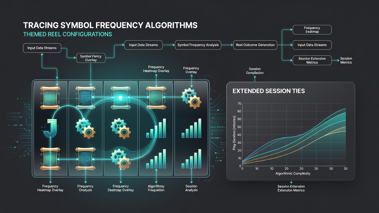 Visualization of symbol frequency algorithms mapping hit rates to extended gaming session trajectories