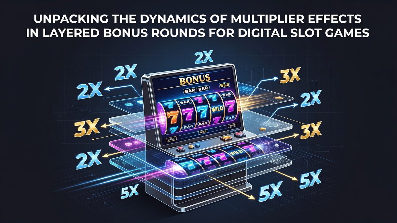 Visual diagram showing layered bonus rounds with multiplier stacking in digital slot games