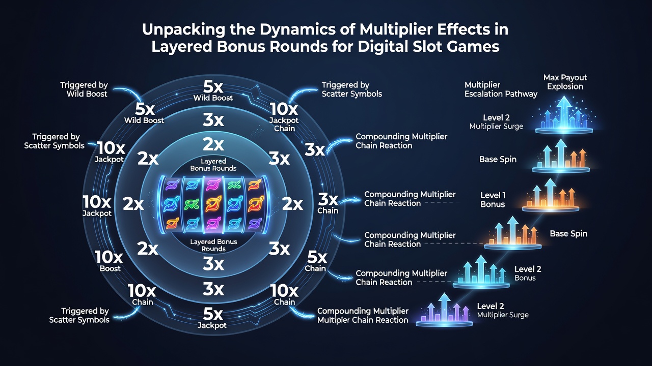Screenshot example of multiplier values updating across stacked bonus layers in a slot game interface