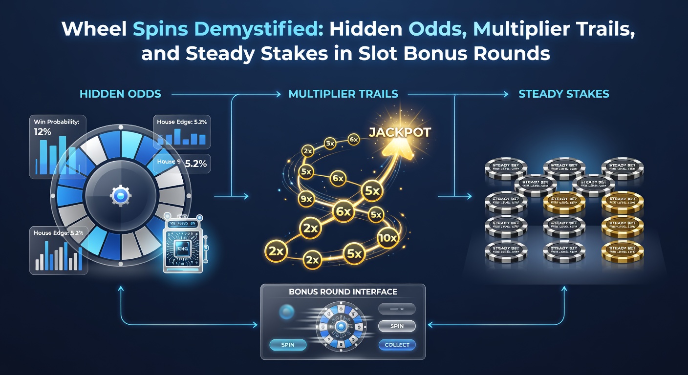 Dynamic slot bonus wheel in action, arrow pointing to a multiplier segment amid flashing lights and escalating prize trails